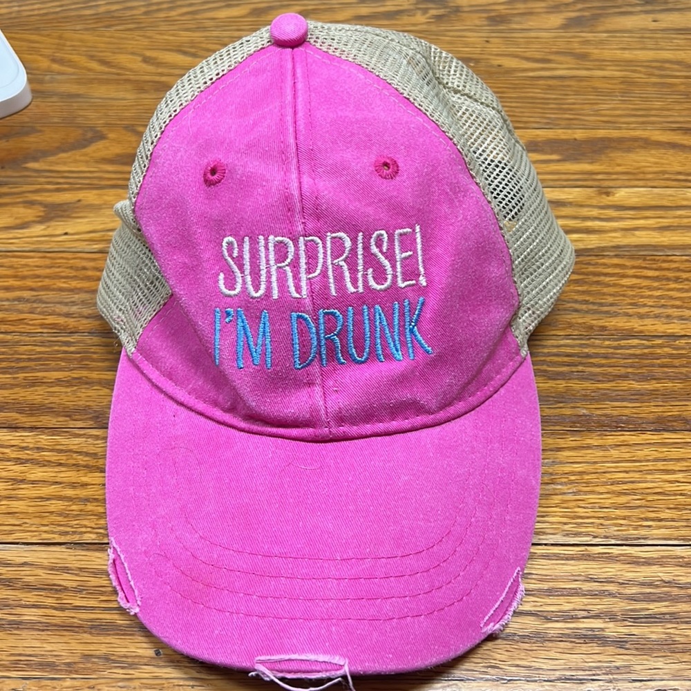PIPER LOU | Surprise! I’m drunk pink/tan trucker hat - Picture 3 of 6